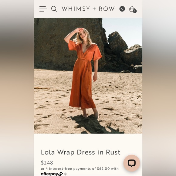 Whimsy+Row NWT Burnt Orange Lola Satin Wrap Midi - Picture 9 of 10